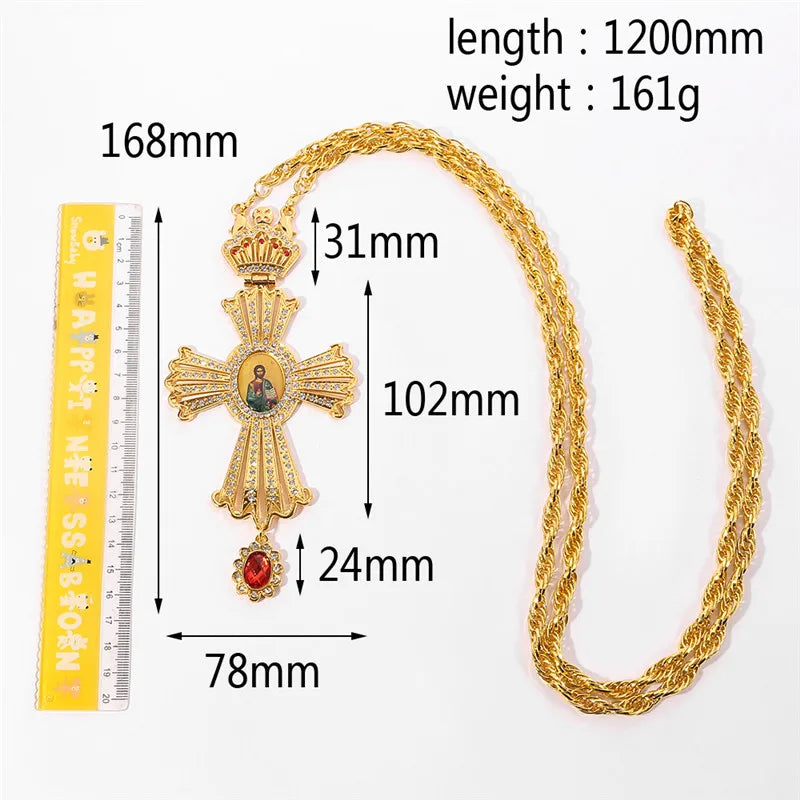 Long Catholic Cross Pendant Necklace – Handmade Jesus Cross Badge Jewelry - Image 4