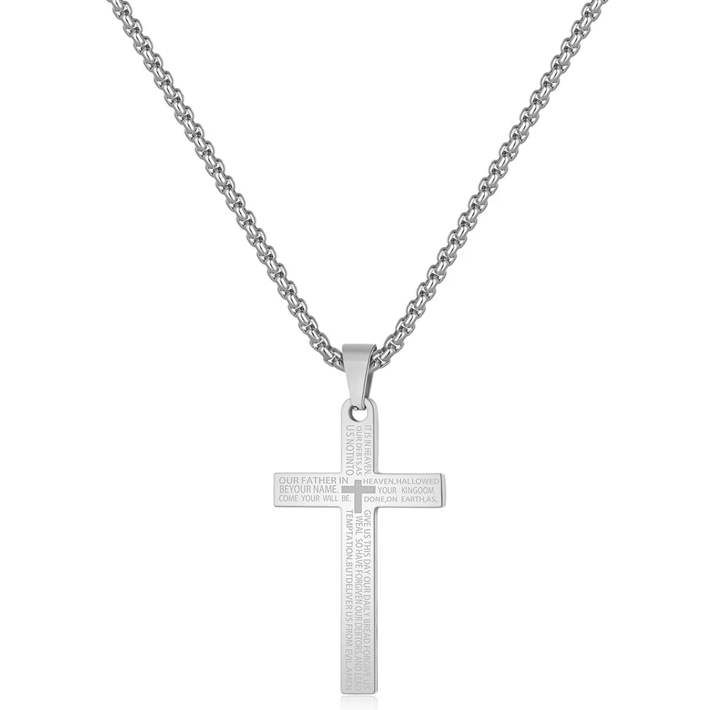 Christian Bible Cross Stainless Steel Statement Necklace – Unisex Catholic Religious Jewelry - Image 4