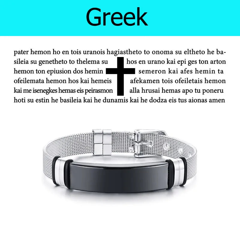 Multilingual Bible Prayer Stainless Steel Bracelet – Christian Jewelry for Men - Image 15