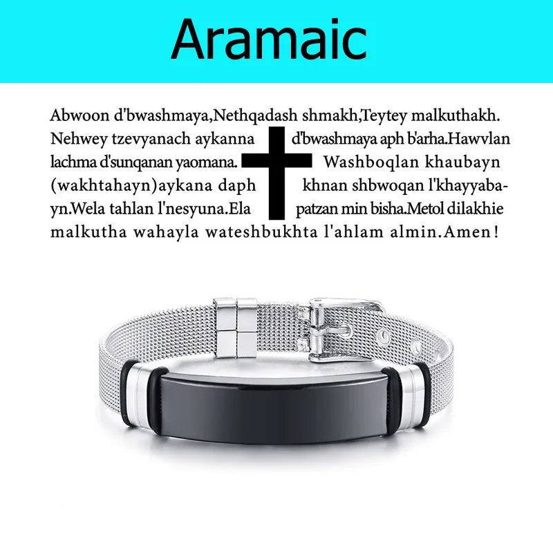 Multilingual Bible Prayer Stainless Steel Bracelet – Christian Jewelry for Men - Image 13