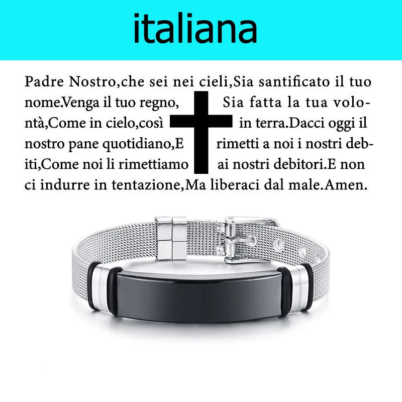 Multilingual Bible Prayer Stainless Steel Bracelet – Christian Jewelry for Men - Image 18