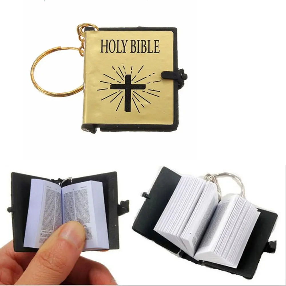 Mini English Holy Bible Keychain – Christian Cross Prayer Keyring Bag Charm - Image 3