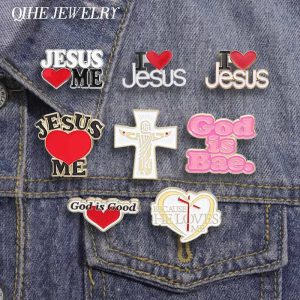 Jesus Loves Me & God Is Good Enamel Pin Set – Custom Christian Metal Brooches for Backpacks & Gifts