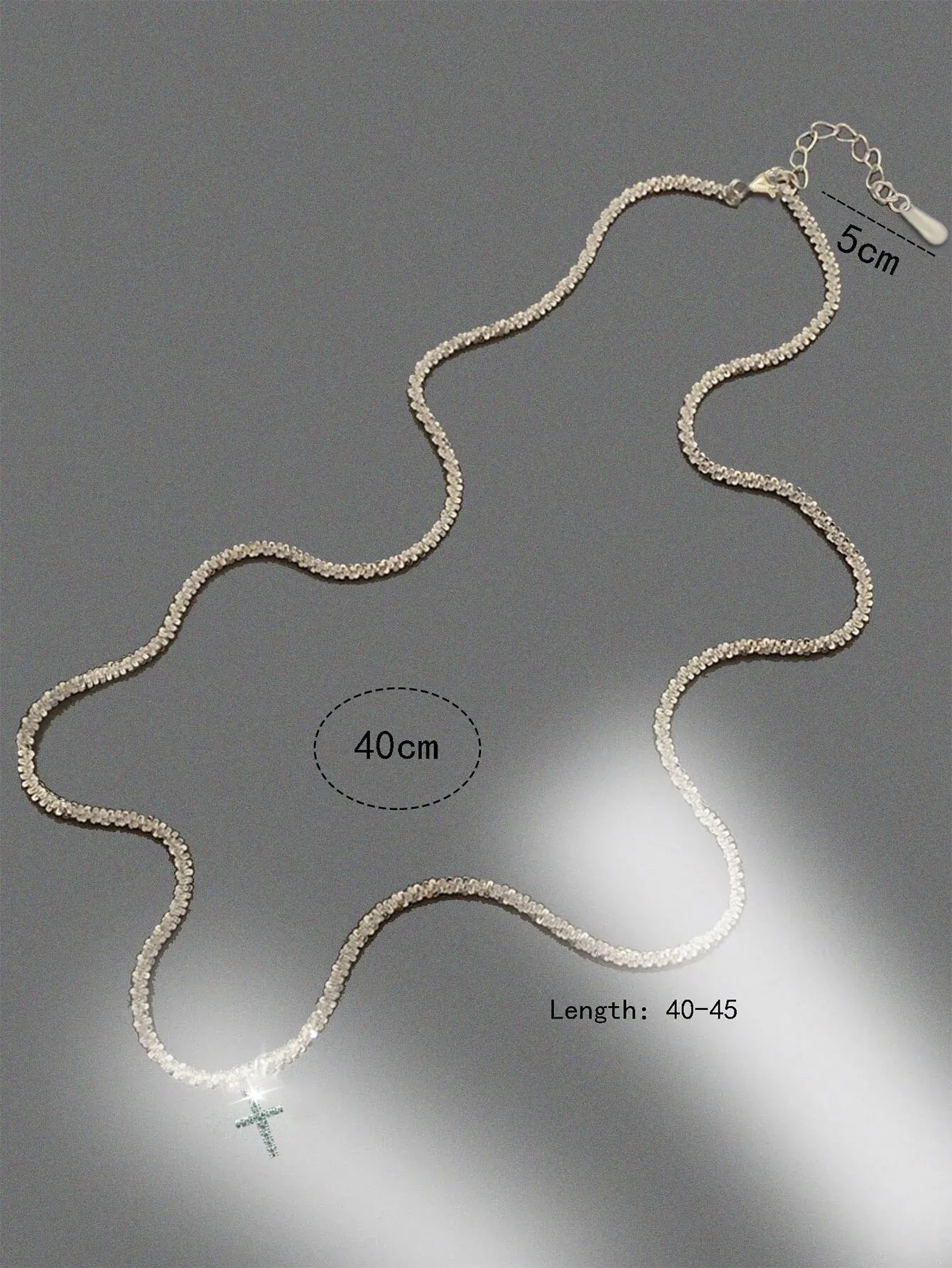 1 PC Simple Ins Cauliflower Chain Sparkling Cross Necklace - Image 3
