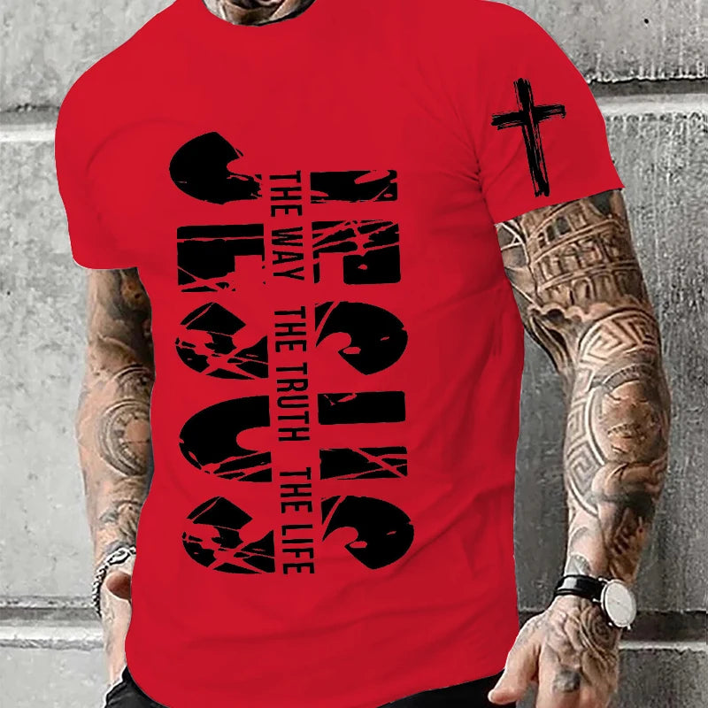 "Jesus – The Way, The Truth, The Life" T-Shirt – Retro Christian Streetwear for Men - Image 3