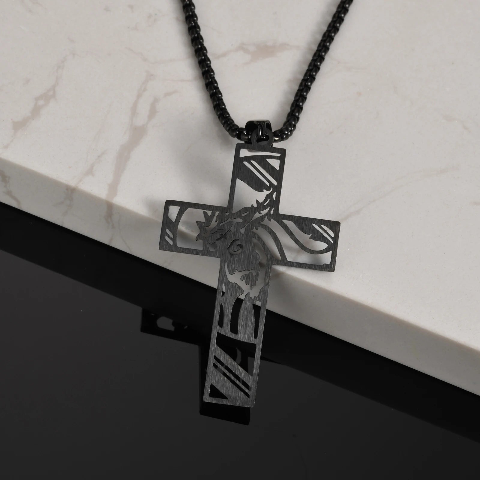 Jesus Cross Necklace for Men & Boys – Hollow Out Jesus Face Stainless Steel Pendant - Image 4