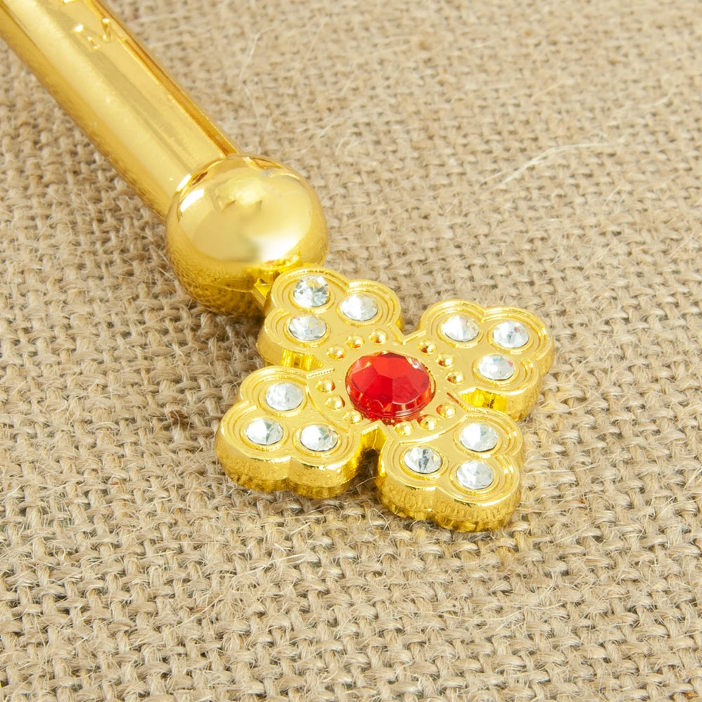 Gold-Plated Orthodox Jesus Crucifix Statue – Crystal-Inlaid Religious Decor for Prayer, Church & Home - Image 5