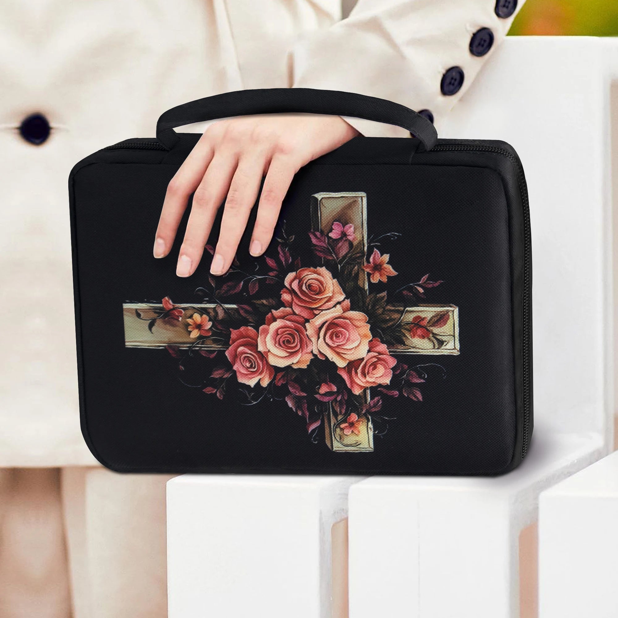 Floral Bible Cover with Handle & Pocket – Bible Case Organizer for Girls - Image 6