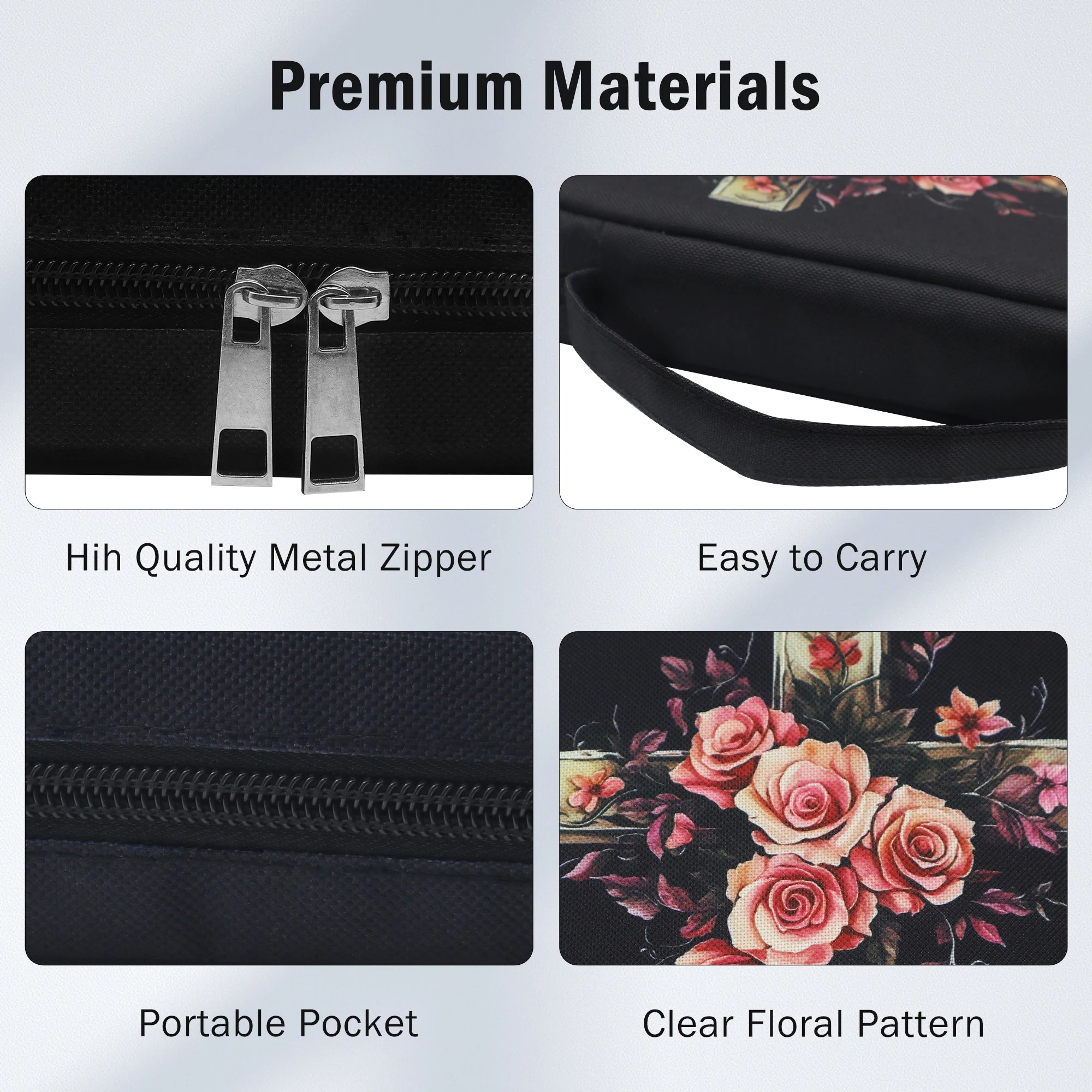 Floral Bible Cover with Handle & Pocket – Bible Case Organizer for Girls - Image 4