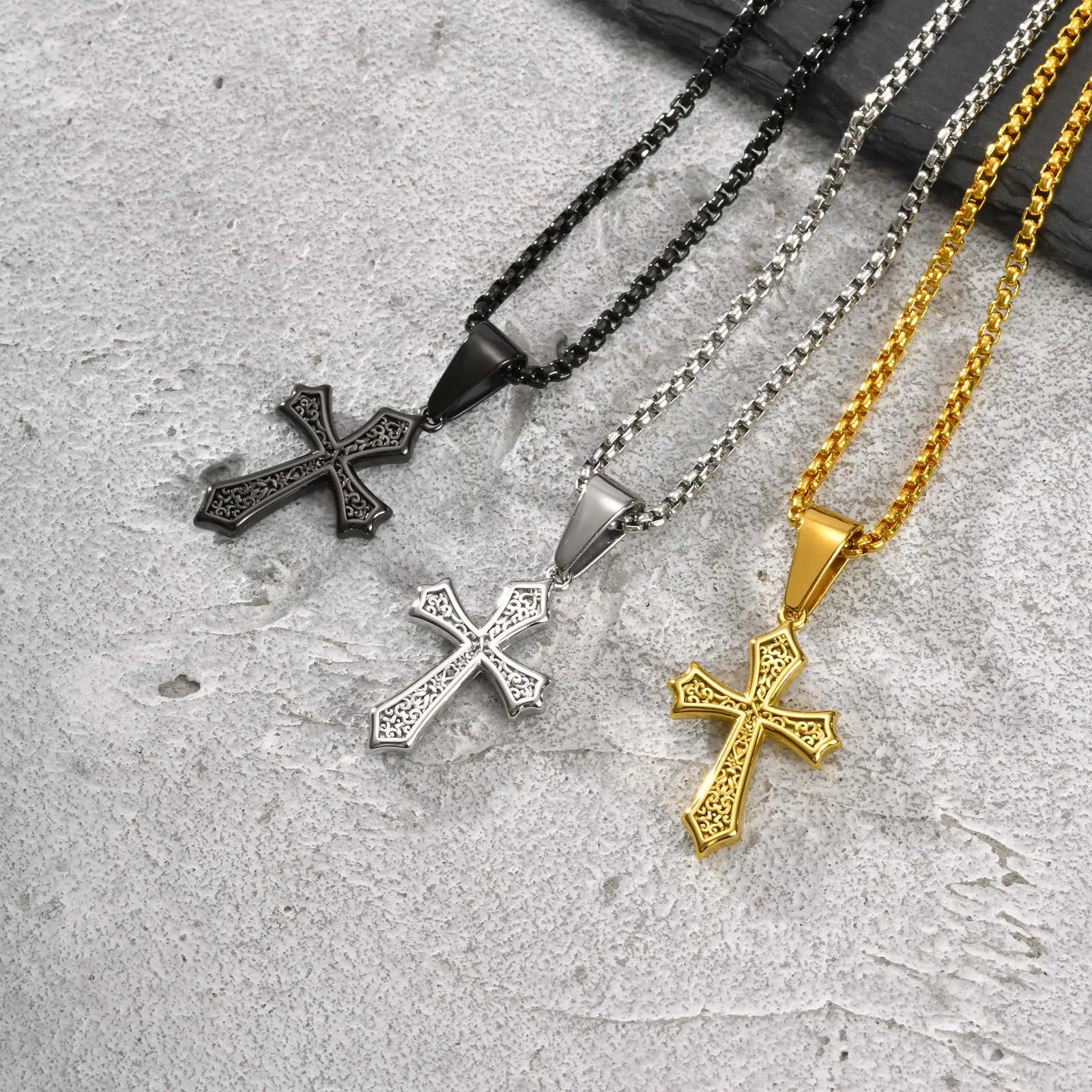 Cross Pendant Necklace for Men & Boys – Stainless Steel Christian Jewelry (50/55/60cm) - Image 5