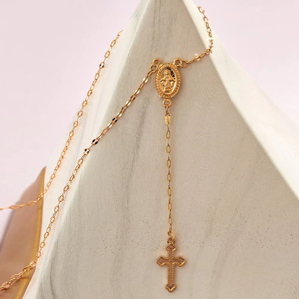 New Fashion Vintage Christian Cross Bohemia Rosary Pendant Necklace - Image 2