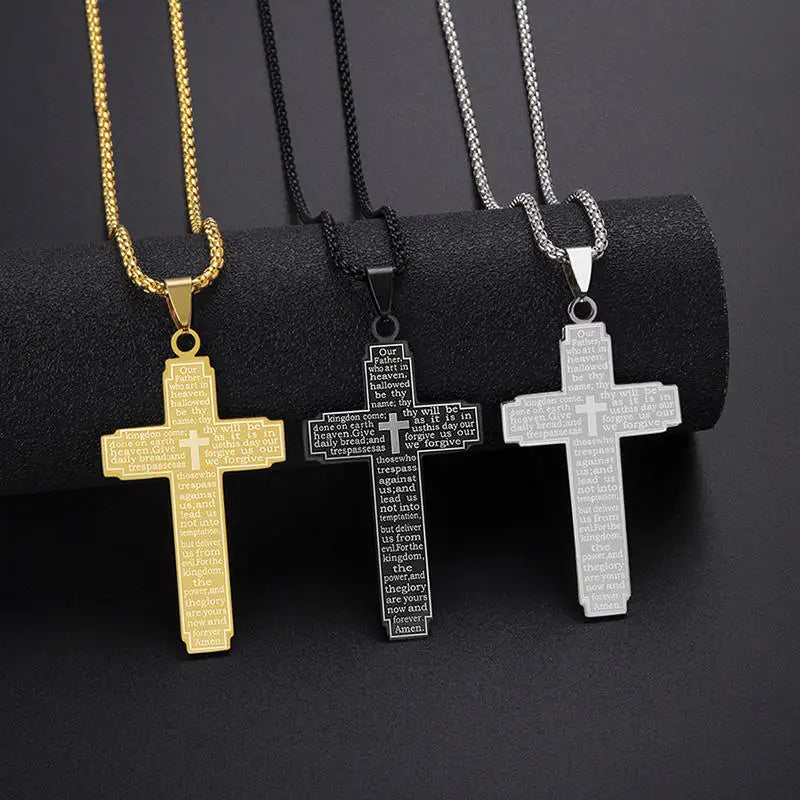 HNSP 316L Stainless Steel Cross Necklace for Men – Jesus Chain Pendant Religious Protection Jewelry - Image 2