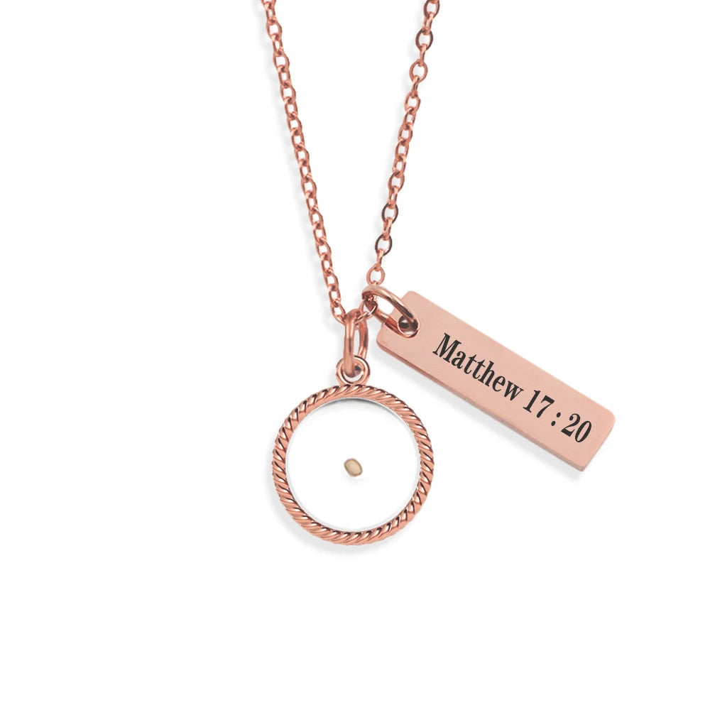 Matthew 17:20 Mustard Seed Pendant Necklace – Stainless Steel Christian Inspirational Jewelry - Image 3
