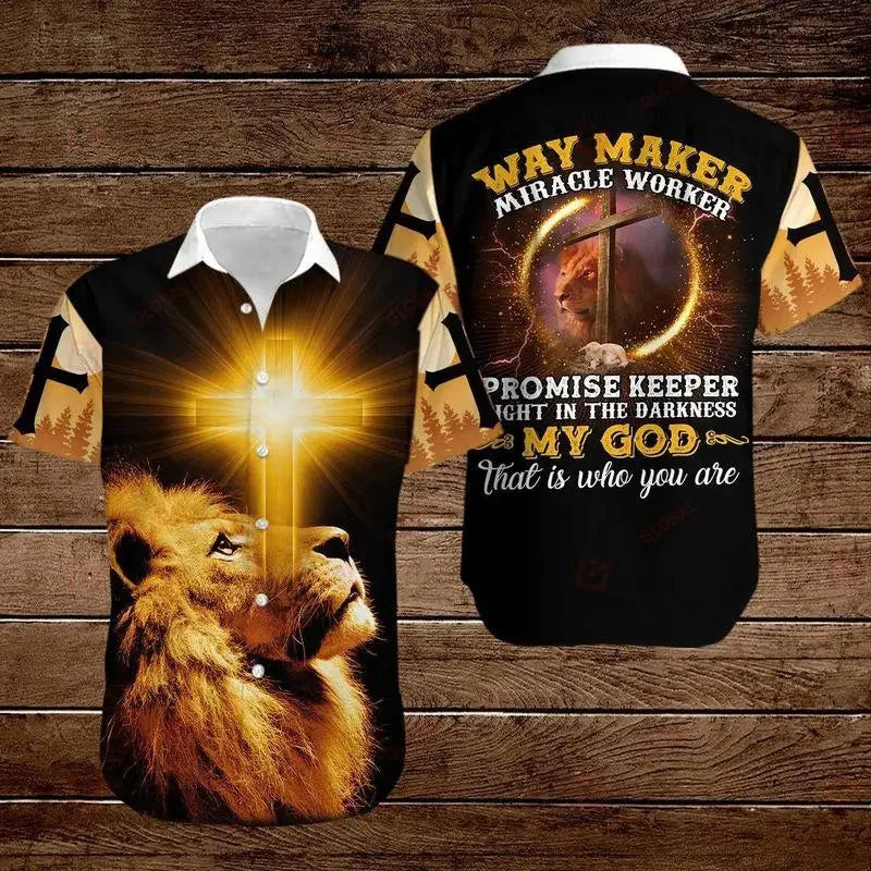 My God Jesus 3D Print Shirt – Summer Harajuku Lapel Shirt for Men & Kids - Image 4