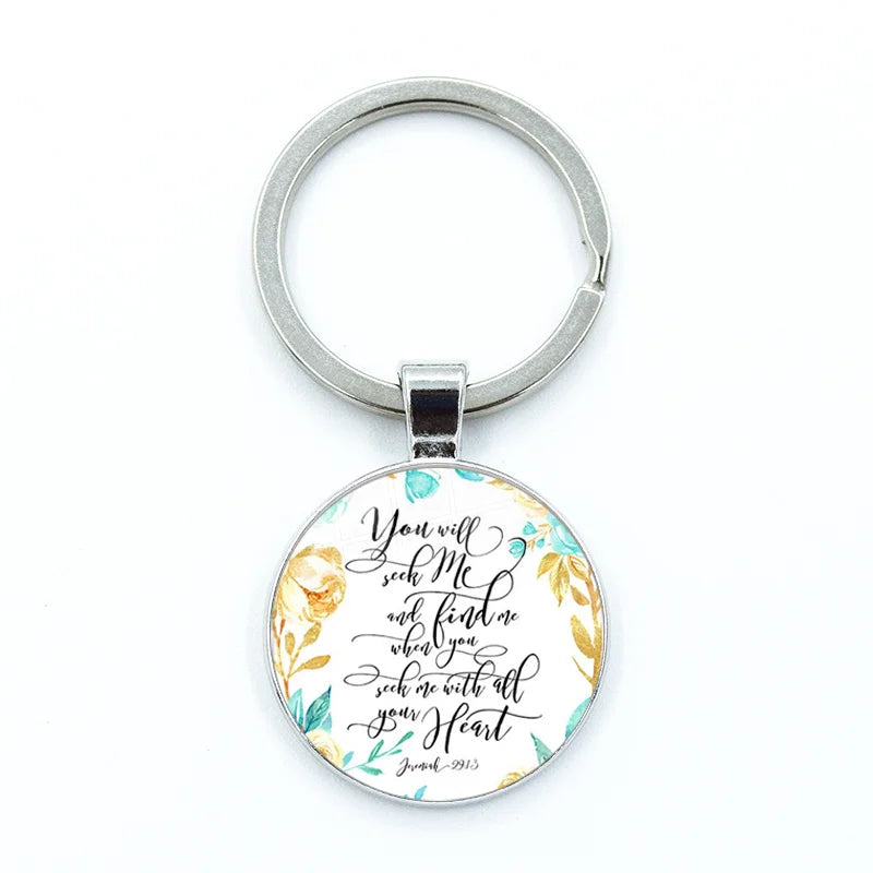 Give Thanks With A Grateful Heart Keychain – Bible Verse Glass Cabochon Charm Gift - Image 32