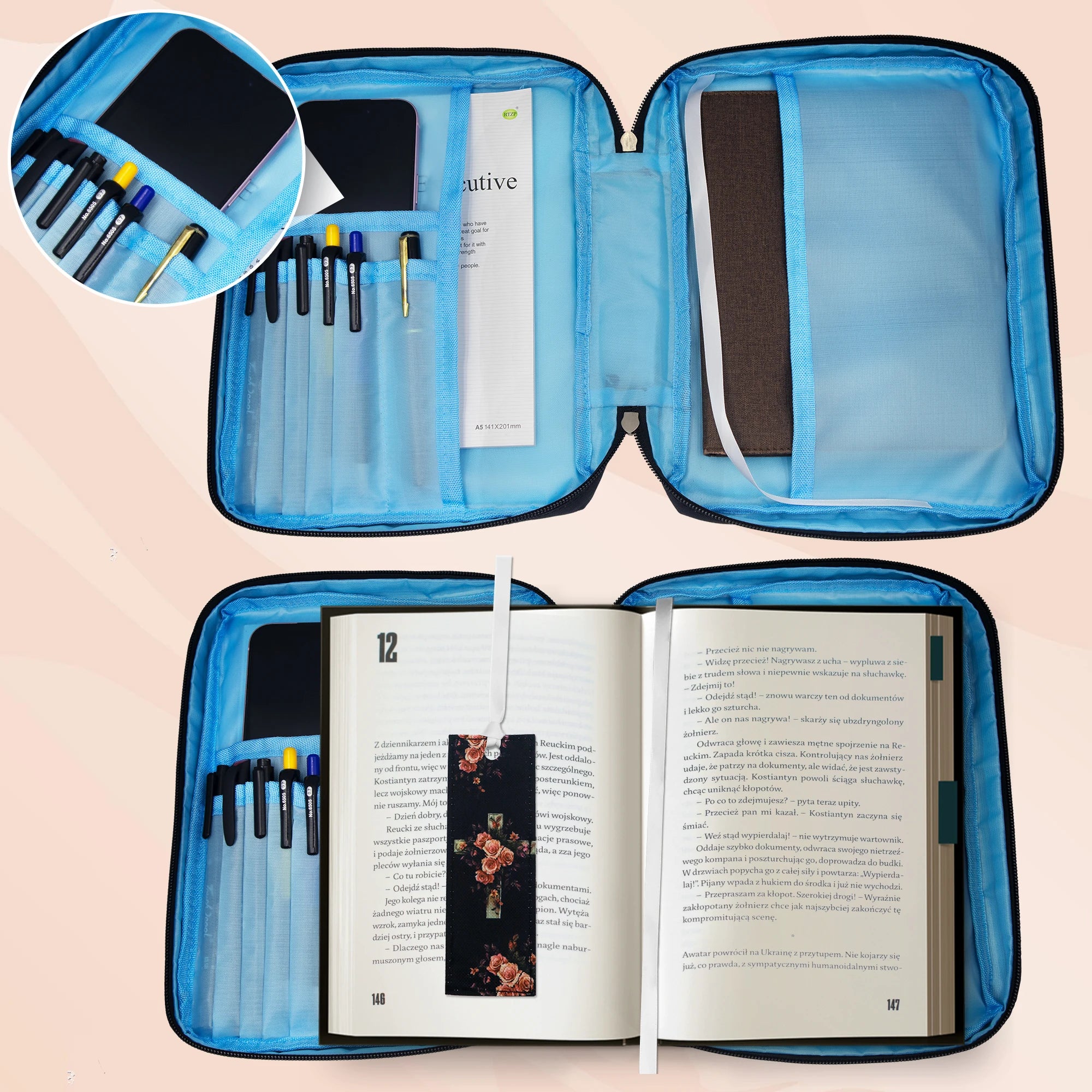 Floral Bible Cover with Handle & Pocket - Image 3