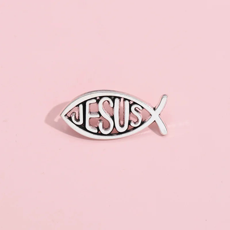 Jesus Fish Enamel Pin – Christian Brooch for Hats, Clothes, Backpacks & More - Image 2