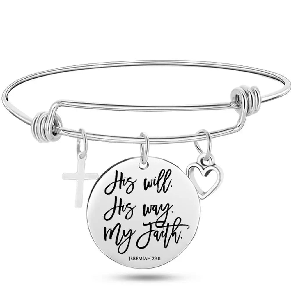 DAVINI Stainless Steel Adjustable Bible Verse Bangle – 20 Inspiring Christian Styles - Image 2