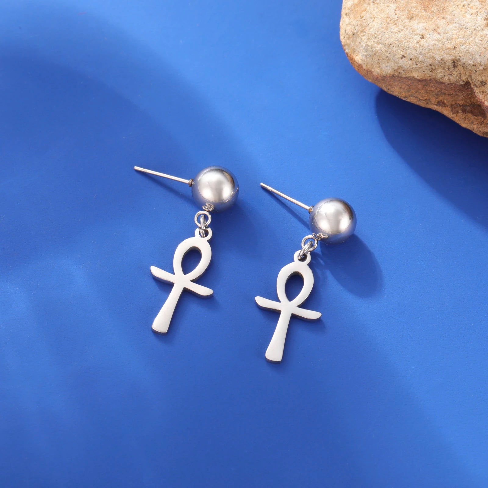 Lucktune Egyptian Ankh Cross Stud Earrings - Image 4