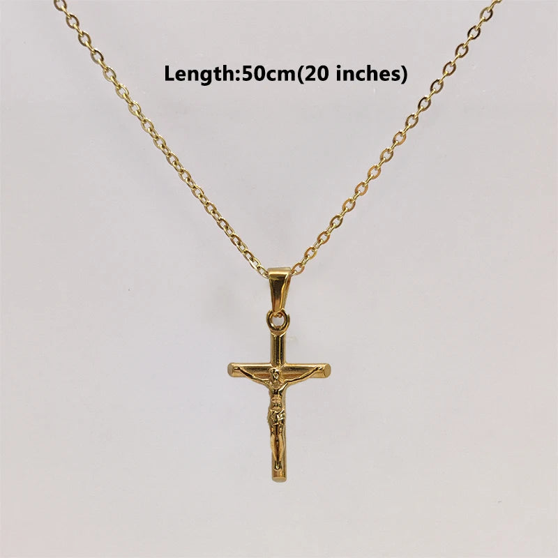 Jesus Cross 18K Gold Plated Stainless Steel Pendant Necklace – Unisex Religious Waterproof Jewelry - Image 8