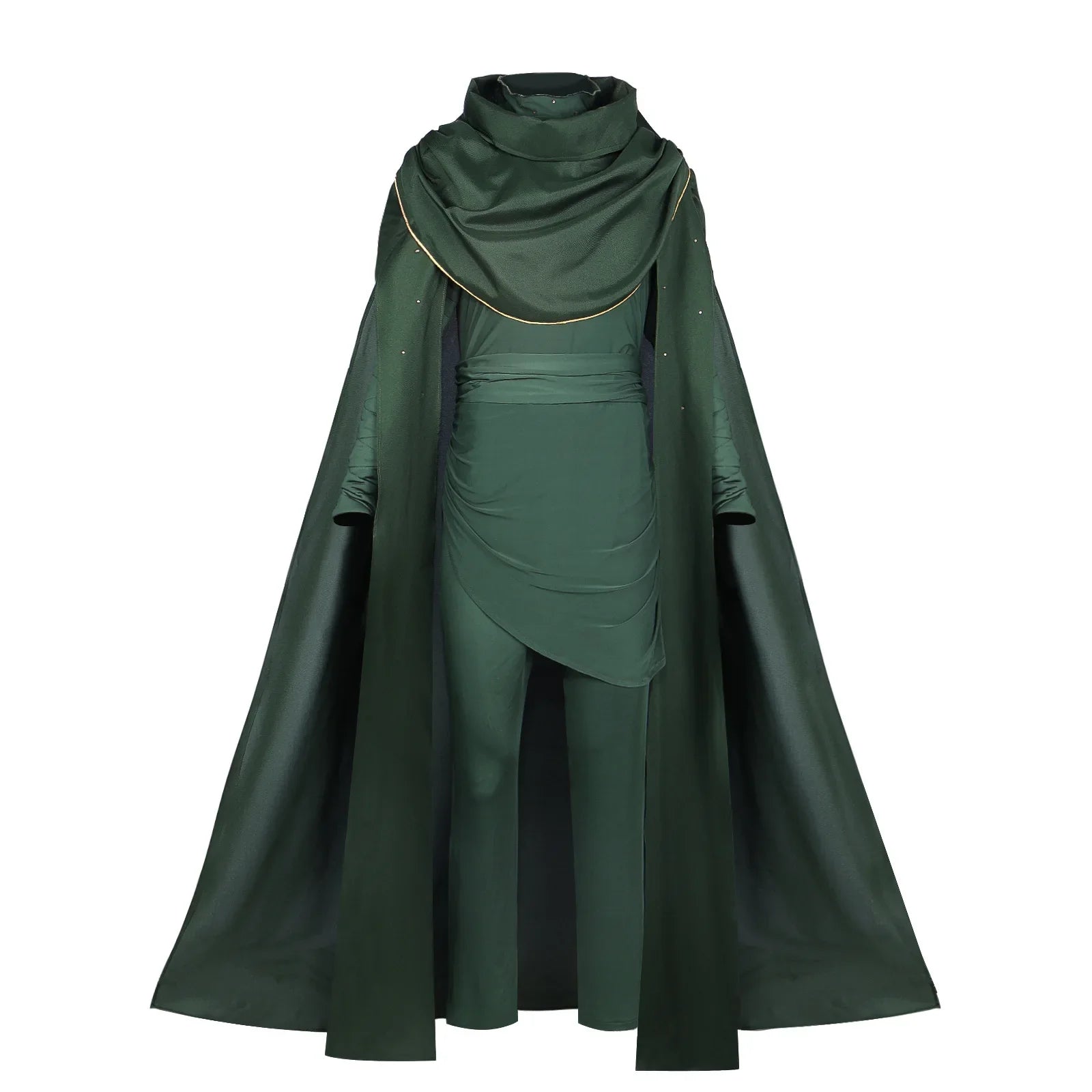 God of Lies Loki Cosplay Costume – Green Top, Pants & Cloak Set for Adults
