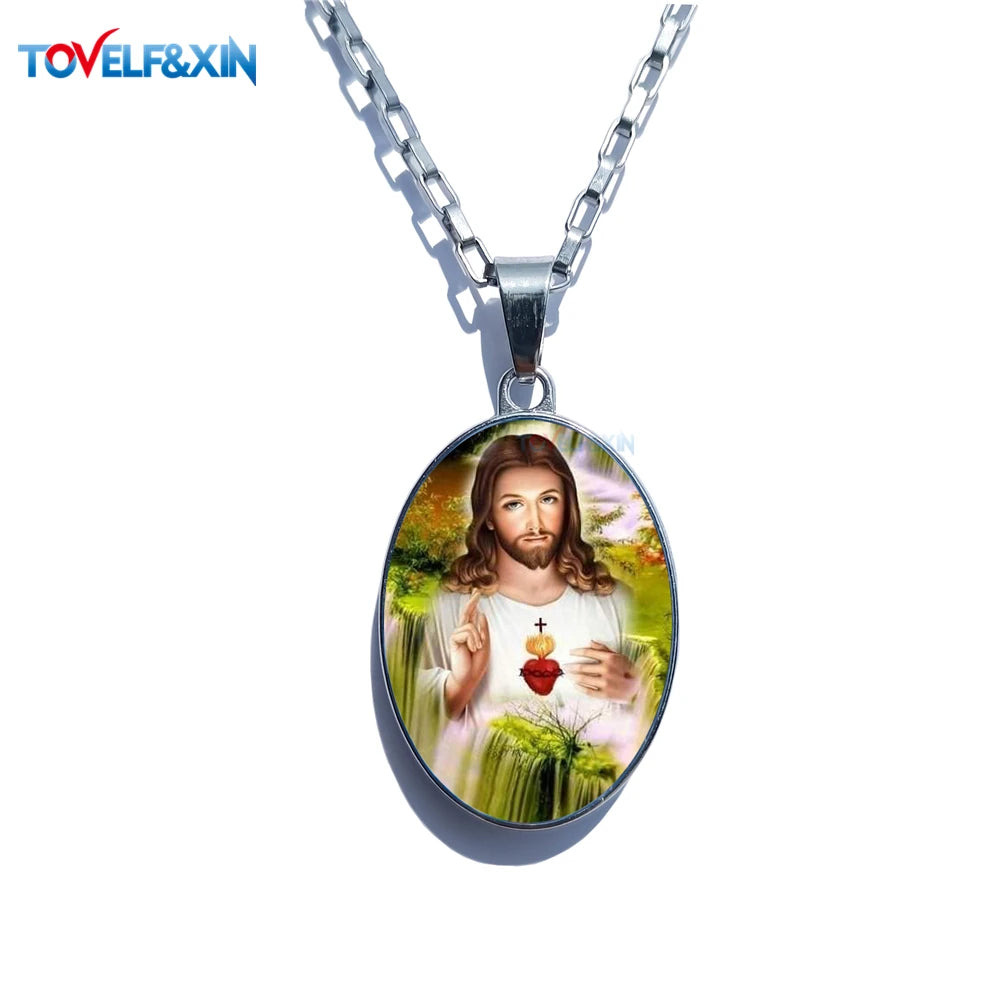 Jesus & Maria Double-Sided Pendant Necklace – Stainless Steel Christian Jewelry Gift - Image 8