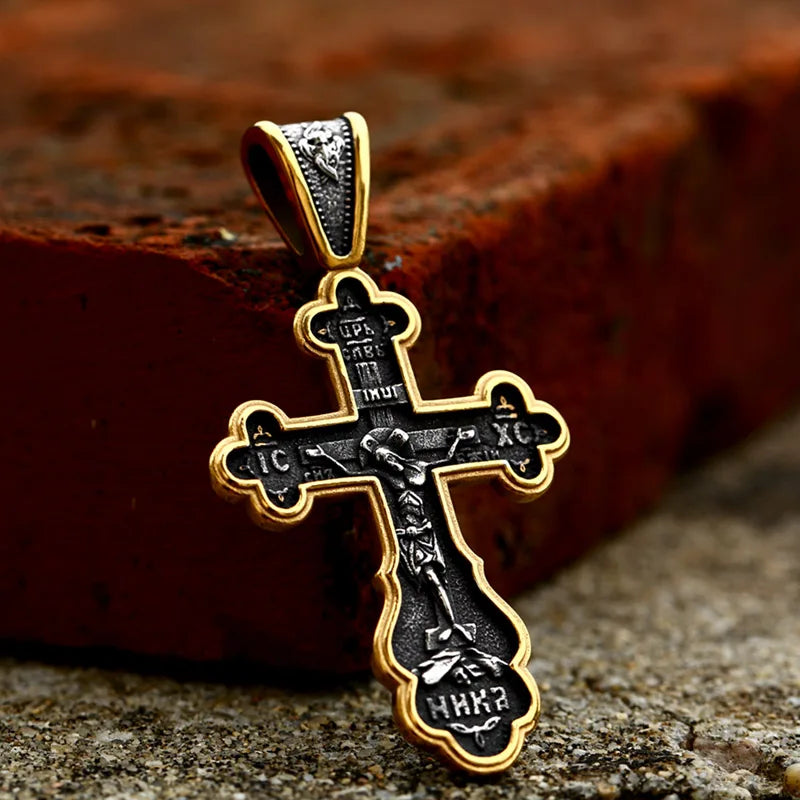 Jesus Cross Men's Stainless Steel Crucifix Necklace – Eastern Orthodox Pendant Jewelry (BP8-515) - Image 10