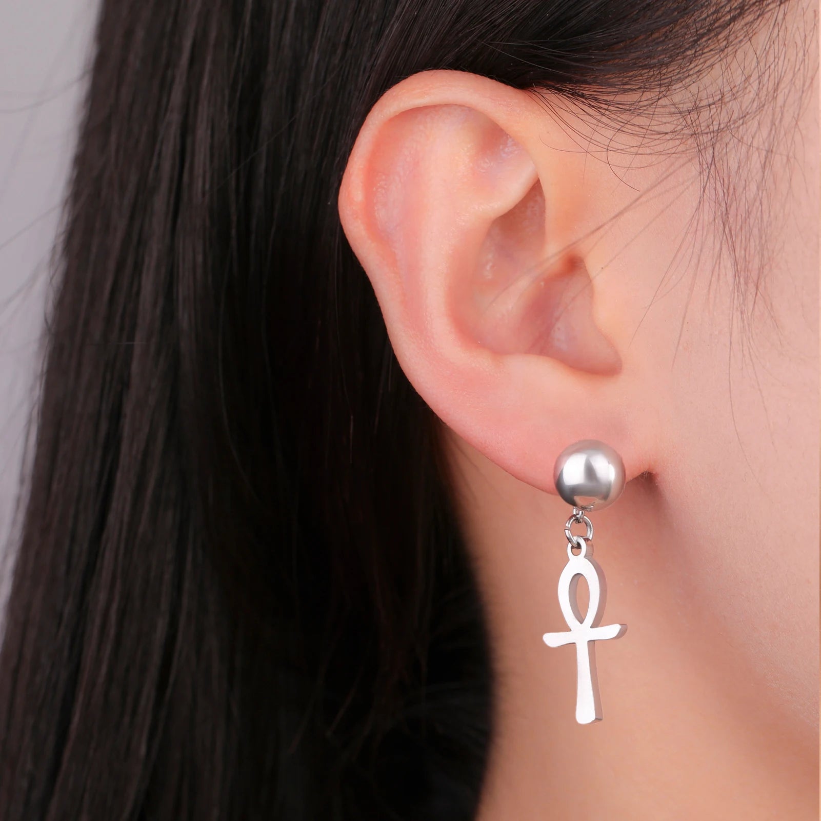 Lucktune Egyptian Ankh Cross Stud Earrings – Symbol of Life Amulet Jewelry for Women - Image 5