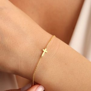 Fashion Cross Chain Bracelet for Women – Stainless Steel Dainty Christian Jewelry Gift