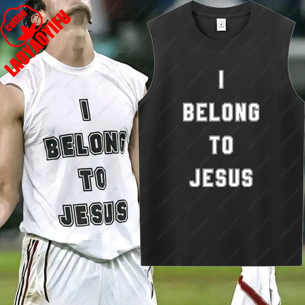 "I Belong to Jesus" Men's Sleeveless Vest – Summer Cotton Christian Tank Top - Image 10