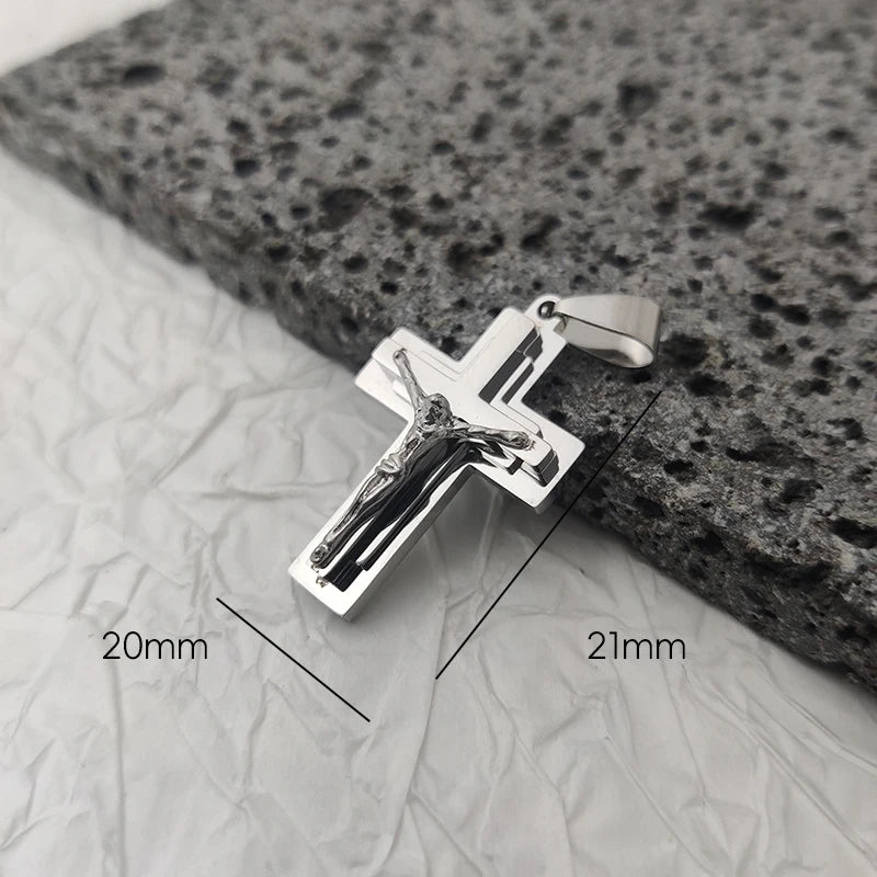 New Design 18K Gold-Plated Jesus Cross Pendant – Waterproof Stainless Steel Religious Charm for Men - Image 7