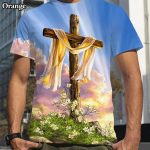 Christian Cross Jesus 3D Printed T-Shirt – Casual Faith Tee for Men & Women