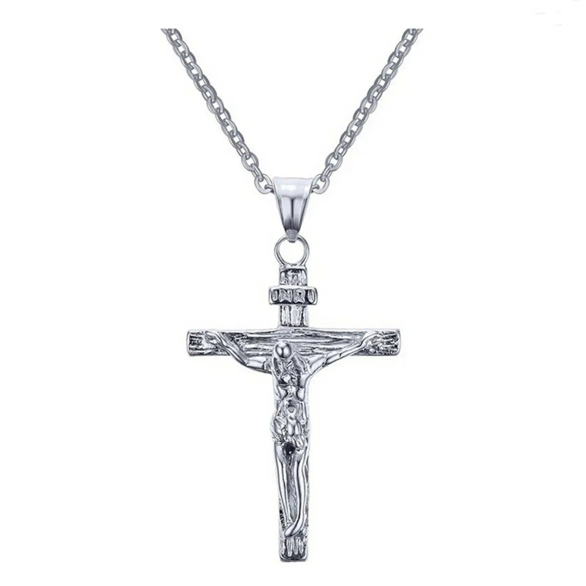 Minimalist Black Oil Drop Cross Necklace – Silver Color Stainless Steel Chain, Unisex Hip-Hop Punk Jewelry - Image 8