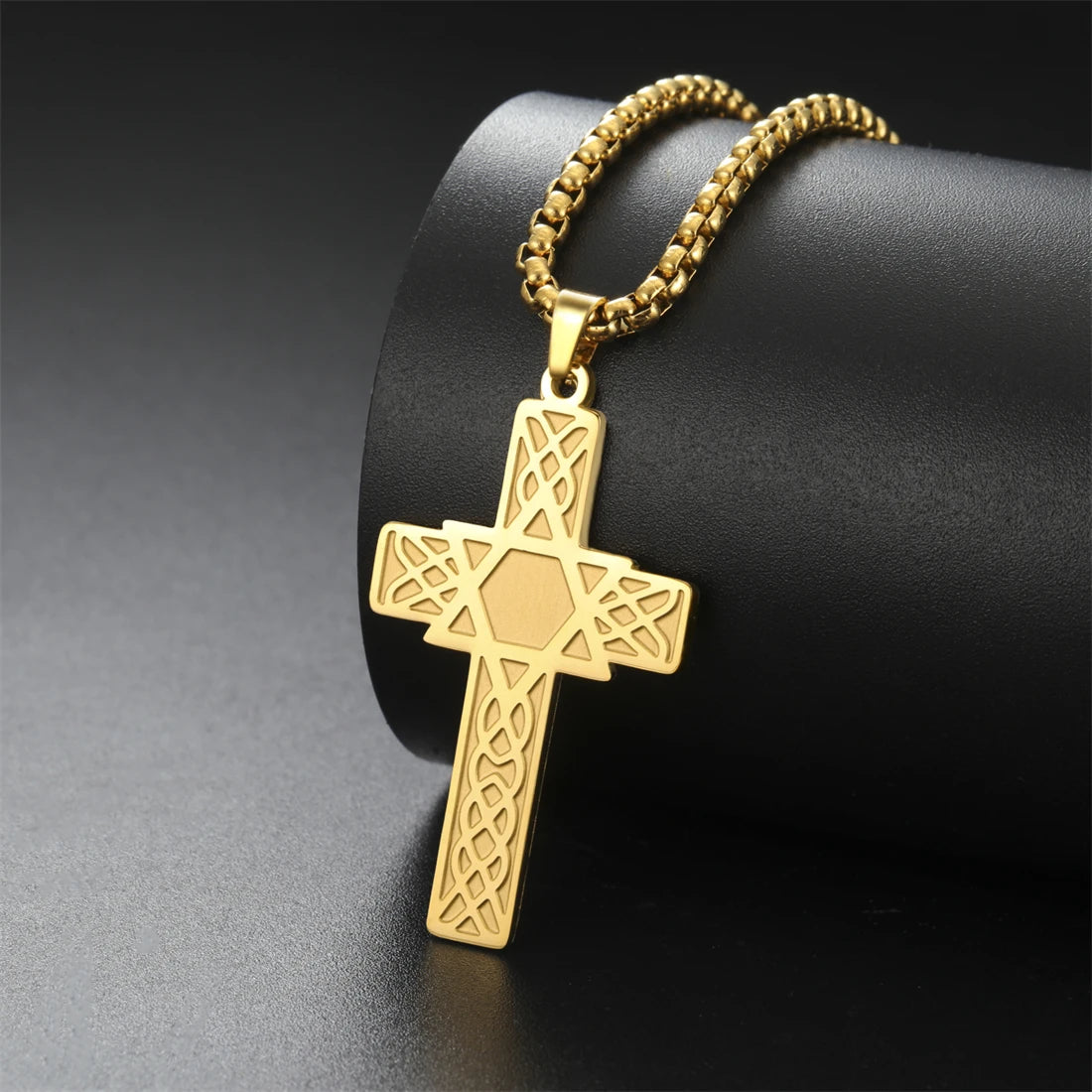 EUEAVAN Cross & Star of David Pendant Necklace – Stainless Steel Christian & Jewish Amulet Jewelry