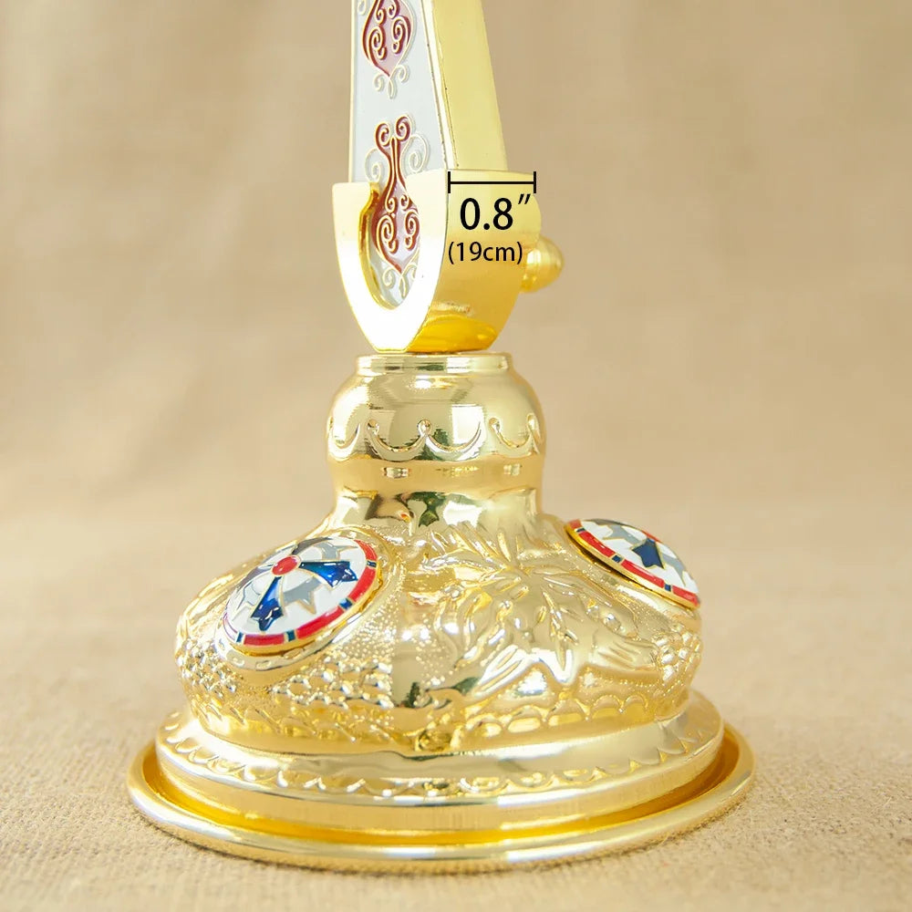Gold-Plated Metal Cross Stand – Orthodox & Catholic Religious Craft for Church or Home - Image 2