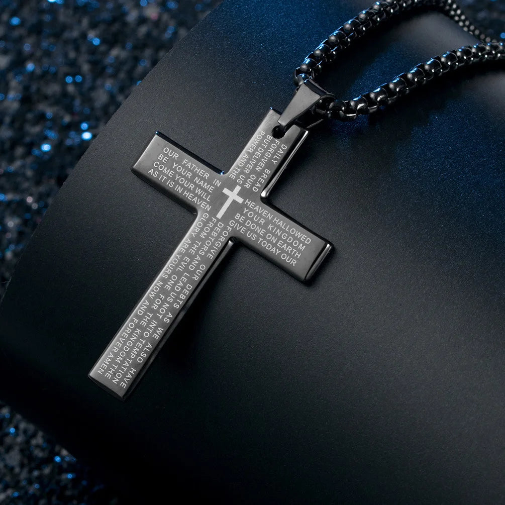 HNSP Cross Chain Necklace – Stainless Steel Catholic Pendant for Men - Image 4