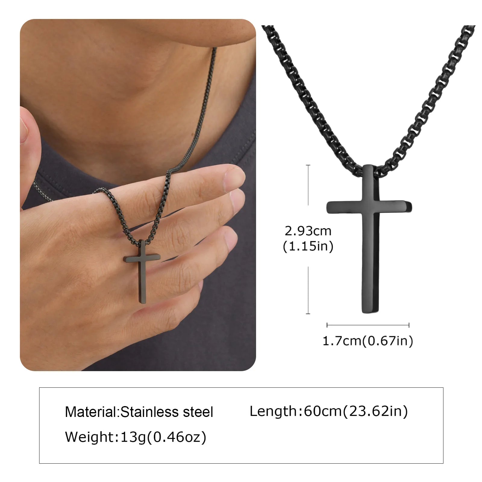 Classic Men's Cross Pendant Necklace – Waterproof Stainless Steel Christian Jewelry - Image 14