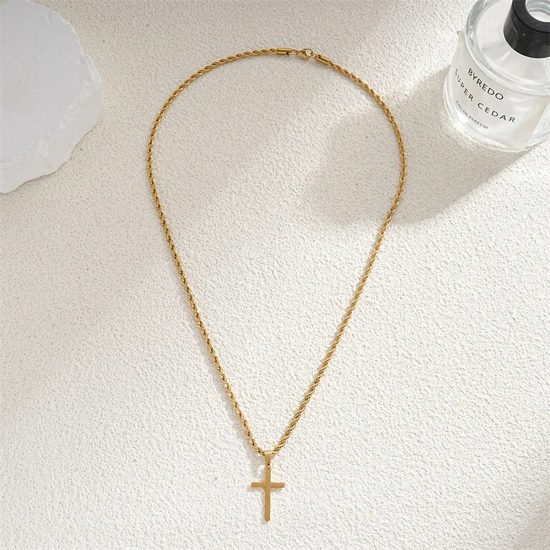 2024 Vintage Twisted Chain Cross Necklace – Boho Christian Pendant Jewelry for Men & Women - Image 4