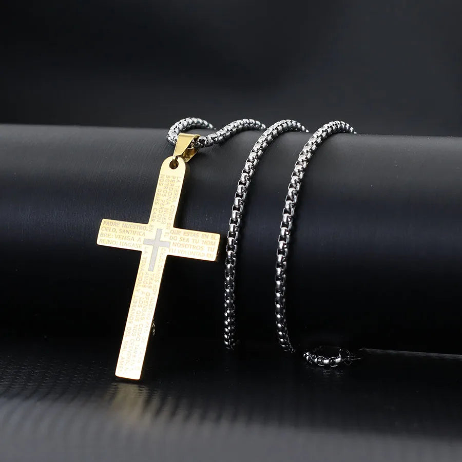 Classic Stainless Steel Cross Necklace for Men – 24-Inch Long Pendant, Hip-Hop Rock Style - Image 8