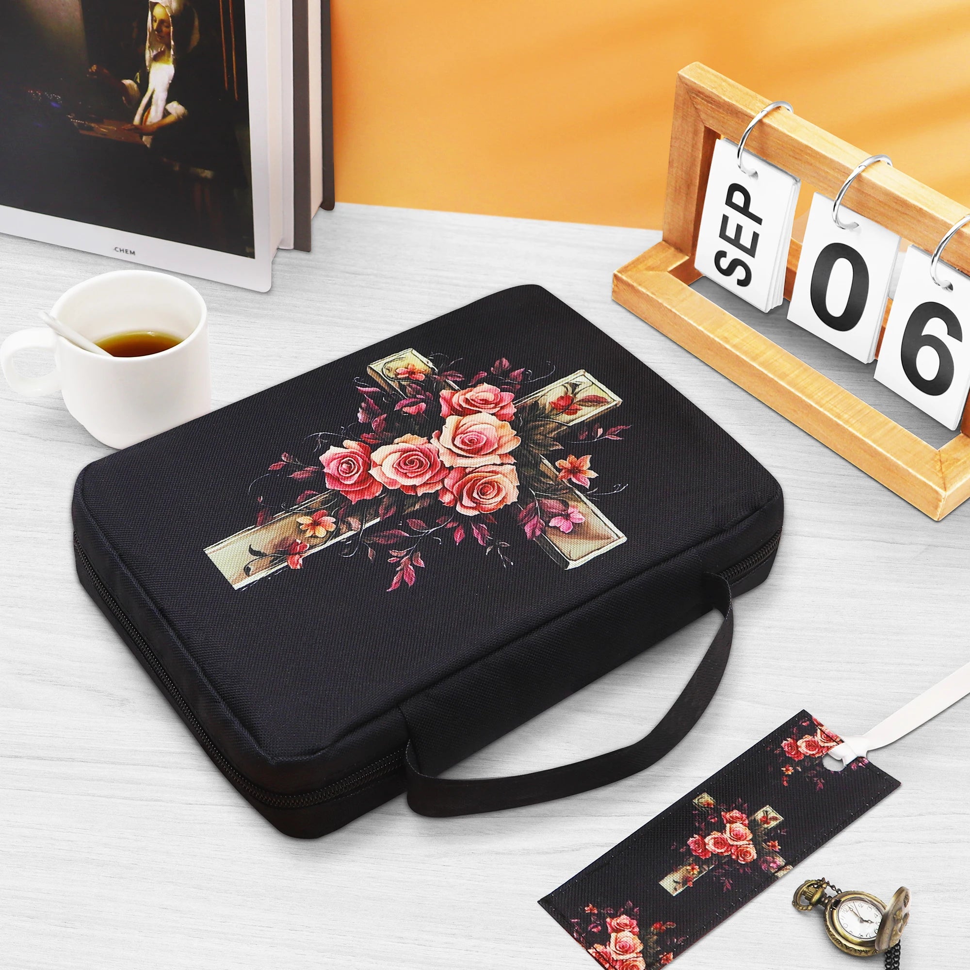 Floral Bible Cover with Handle & Pocket - Image 5