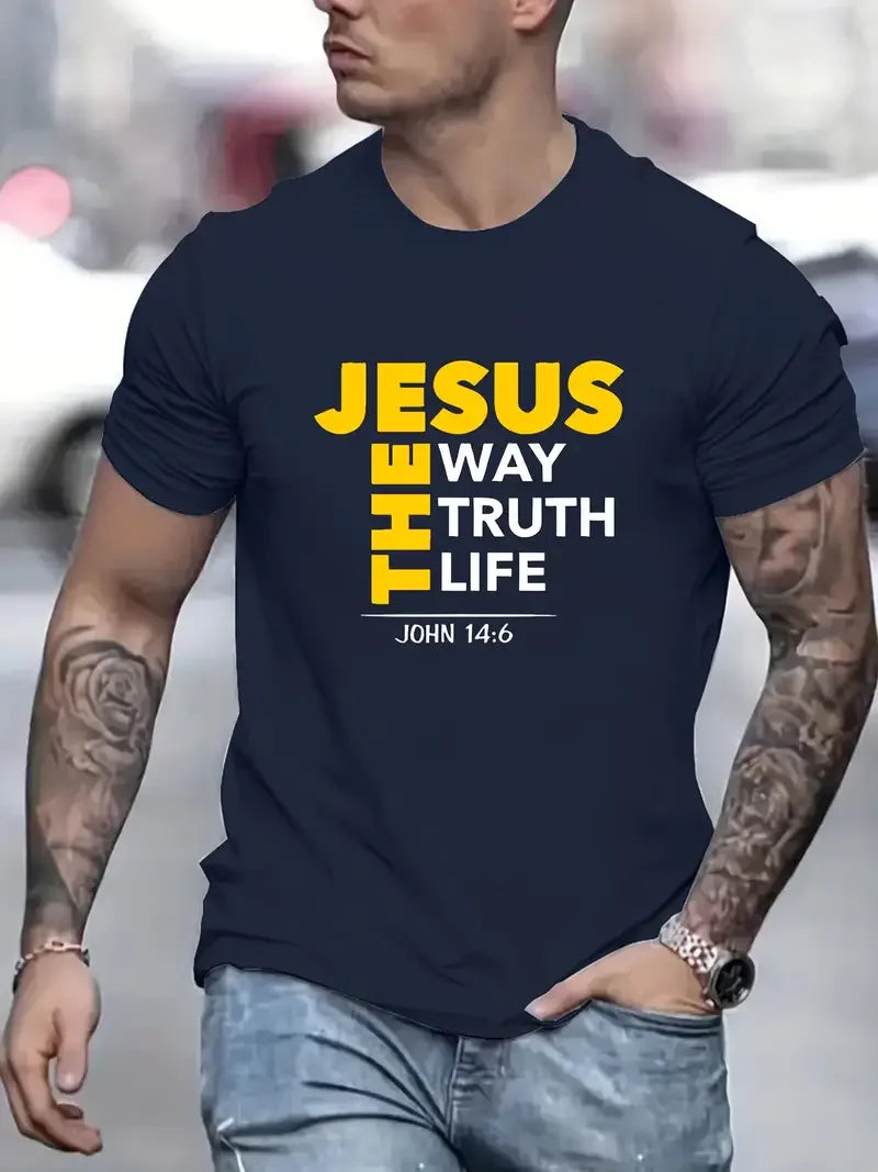 Jesus Print T-Shirt – Casual Short Sleeve Tee for Men, All-Season Comfort - Image 4