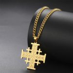 EUEAVAN Crusader Five-Fold Cross Pendant Necklace – Stainless Steel Christian Jewelry