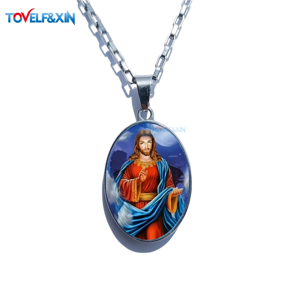 Jesus & Maria Double-Sided Pendant Necklace – Stainless Steel Christian Jewelry Gift - Image 7