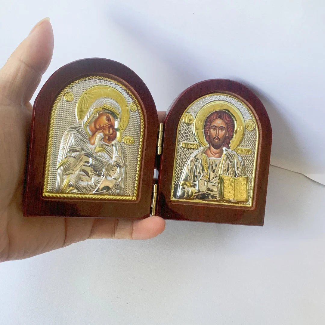 Jesus & Virgin Mary Wood Icon – Double-Sided Religious Statue for Home & Church Decor - Image 5