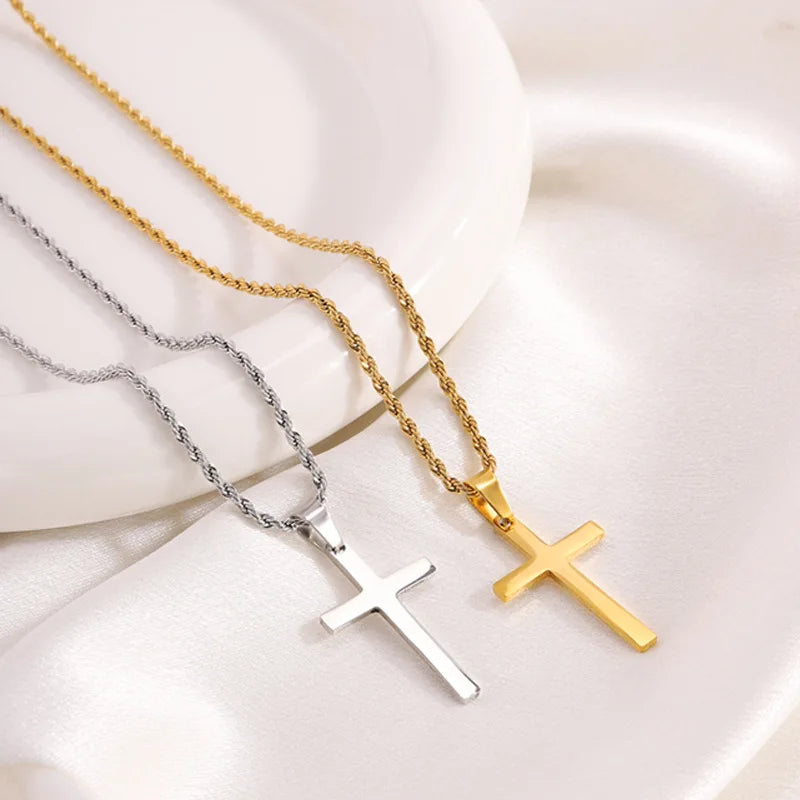 LATS Vintage Stainless Steel Chain Alloy Cross Pendant Necklace – High Quality Wholesale Jewelry - Image 2