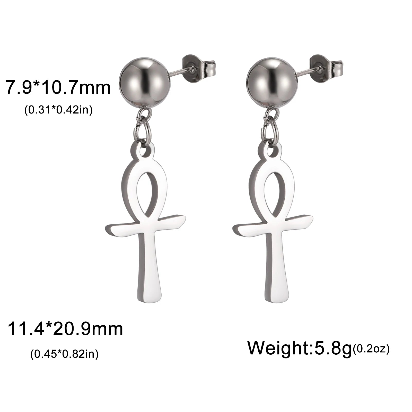 Lucktune Egyptian Ankh Cross Stud Earrings - Image 9