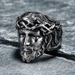 316L Stainless Steel Men’s Christian Jesus Face Ring